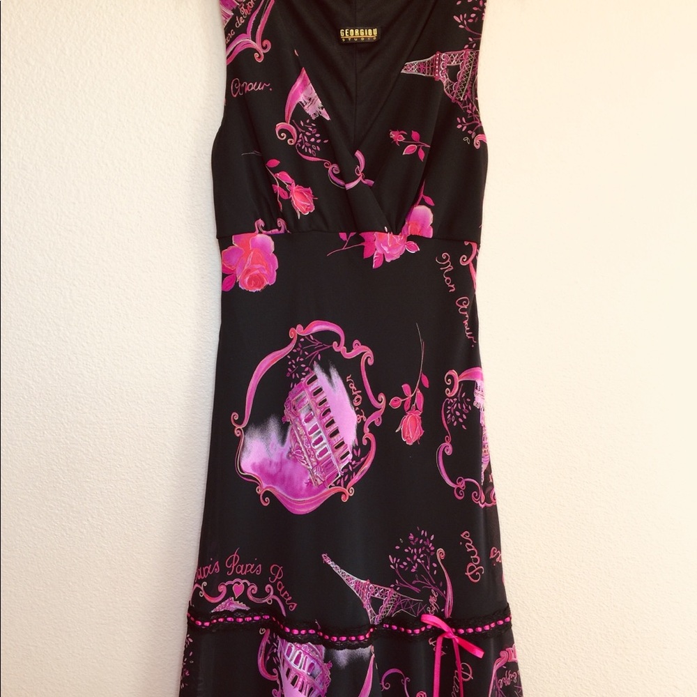 Giorgiou Studio Black and Pink Dress. Size S